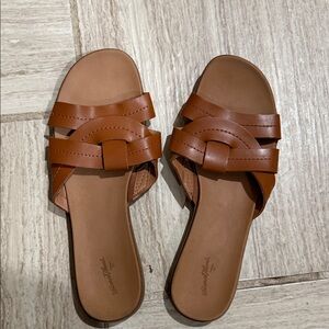 TARGET Brown Leather Slide Sandals